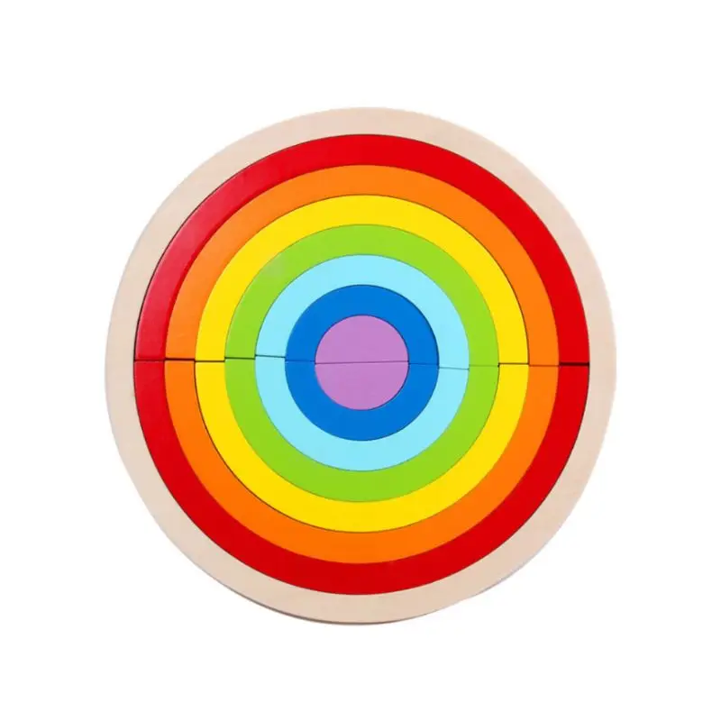 Children Kids Colorful Wooden Puzzle Toys Assembling Building Boys Girls Gifts 2