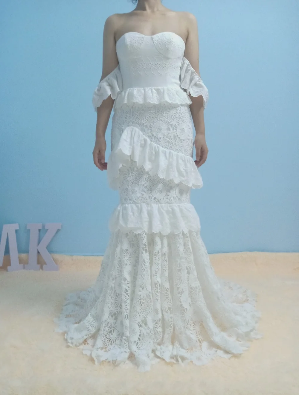 UMK Vestido De Noiva романтическое кружевное свадебное платье в стиле бохо пляжное винтажное богемное свадебное платье с открытыми плечами