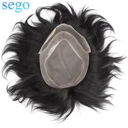 Сего 8 "* 10" 6 дюймов прямые моно и PU & Кружева накладка из искусственных волос для мужчин Однотонная одежда человеческих волос прочный