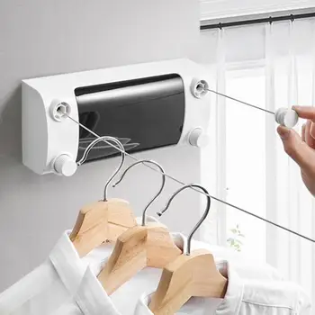 

Retractable Clothesline Dryer Indoor Outdoor Drying Rack ABS Plastic Clothesline Double Layer Stainless Steel Wire Drying Rack