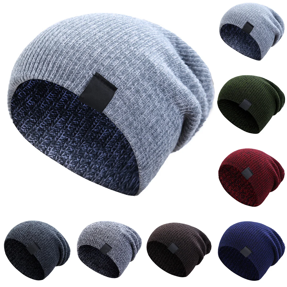 Puseky, вязаная шапка, женская шапка, зимняя, мужская, Skullies Beanies, теплая, повседневная, громоздкая шапка, вязаная шапка, вязаная шапка, женская, мешковатая шапка, дешево