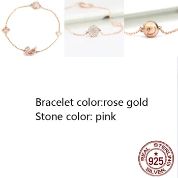 

New 925 sterling silver bracelet fashion romantic swan pink stone bracelet jewelry fashion wild jewelry hot