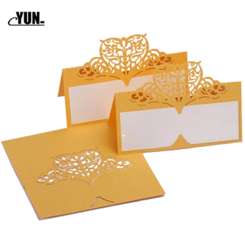 100pcslot Laser Cut Heart Shape Table Name Card Place Card Wedding Party Decoration Favor 6Dzx007-100PCS (7)