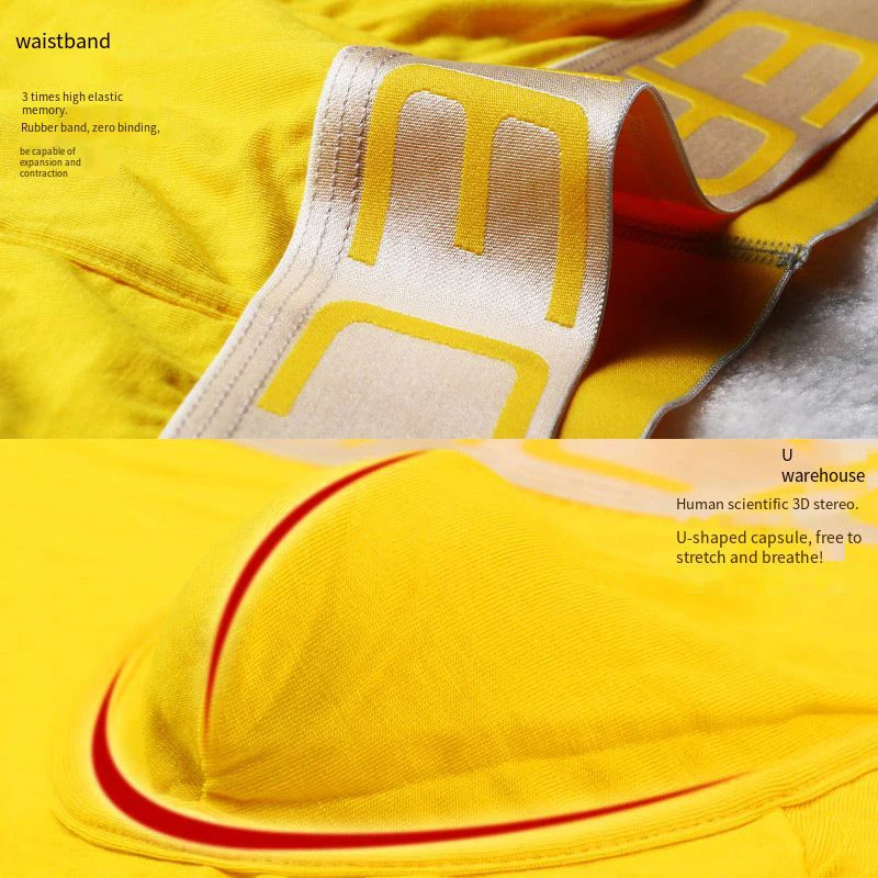 7 Pieces  New Men's Boxer Briefs Pure Cotton Youth Mid-low Waist Breathable Sexy Cute Personality Trendy Four-corner Shorts Head