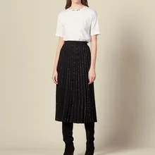 Весенние элегантные блестящие новые плиссированные Женские повседневные юбки с талией