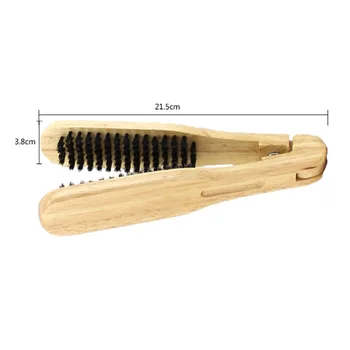

H Professional Double Brushes Hairdressing Comb V Type Straight Hair Brush Wooden Handle Anti-static Hairs Styling Tools FRE