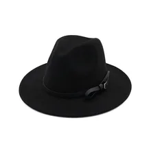 

Women's hat fedoras Men's hat autumn Winter felt panama with chain headgear black fashion chapel beach Wedding picture Casual