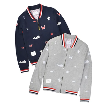 

2020 Fashion TB THOM Brand Hip Hop Clothing Embroidery Striped Jacket Men Sweatshirts Casual Sportswear Coat Baseball Uniform