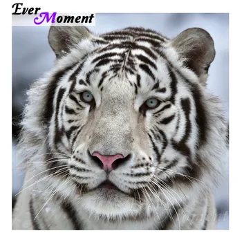 

Ever Moment Diamond Painting White Tiger Animal Full Square Resin Drill Diamond Cross Stitch Mosaic Embroidery Handicrafts 4Y177