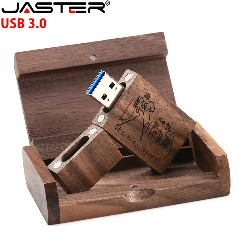 JASTER USB 3,0, деревянная карта с логотипом на заказ+ упаковочная коробка, флеш-накопитель, флешка 8 ГБ, 16 ГБ, 32 ГБ, 64 ГБ, 128 ГБ, подарок