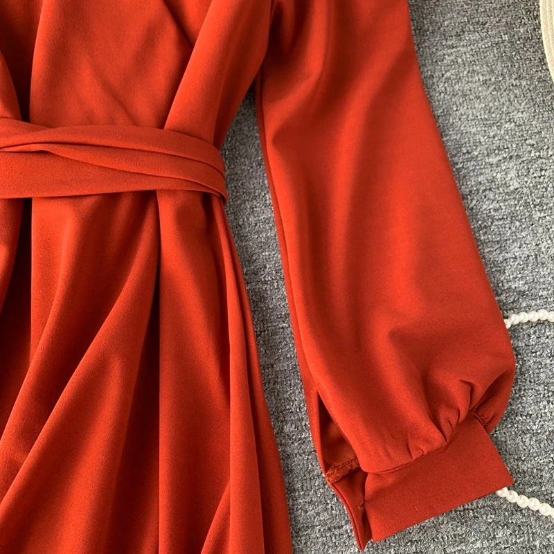 New Korean version Spring Summer Women Dress Solid Color Temperament Large Size elegant Dress Female cc1631