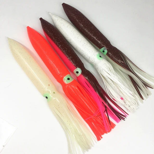 4pcs Saltwater 25/30cm Jig Octopus FIshing Lure Luminous Squid Skirt Soft octopus  Lure Trolling Fishiing