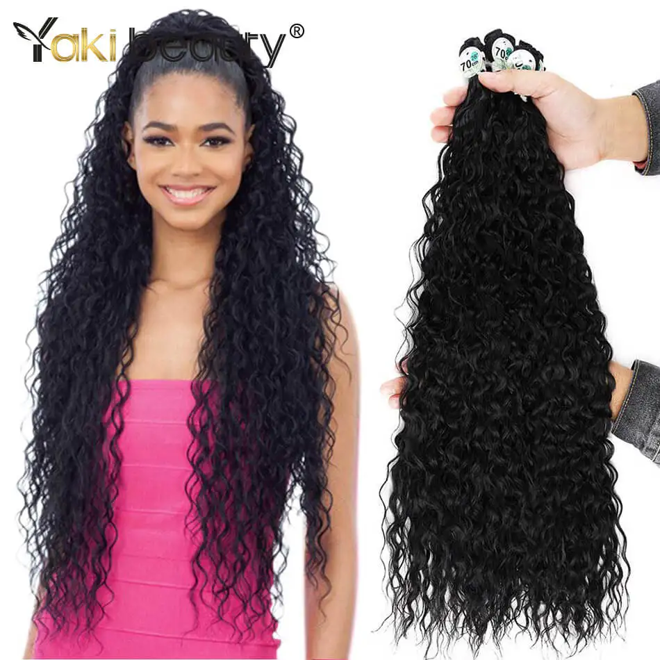 Yaki Beauty-mechones de pelo rizado sintético para mujer, mechones de cabello rizado largo de 300 gramos