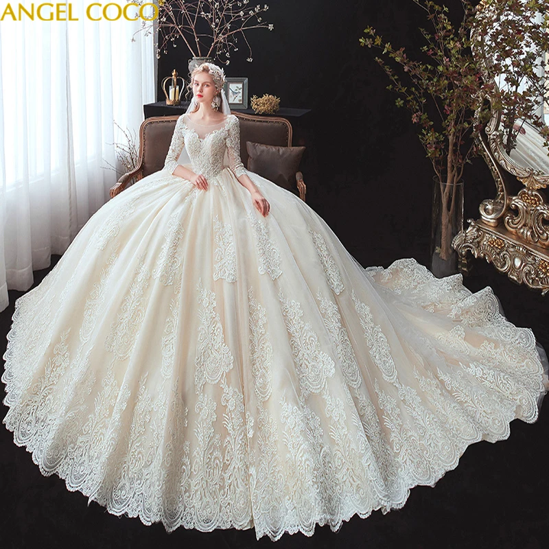 

Maternity Lace Ball Gown Wedding Dresses Princess Off The Shoulder Lace Up Back Muslim Bride Wedding Gowns Pregnancy Ball Gown