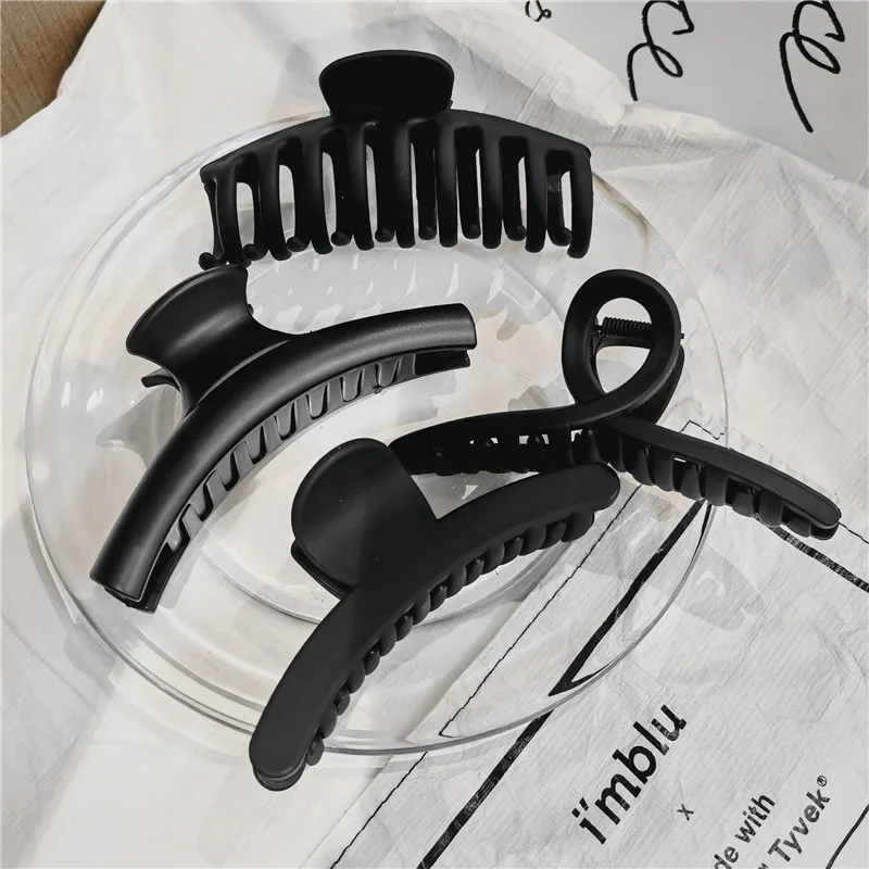 All Black Claw Clip Large Barrette Crab Hair Claws Bath Clip Ponytail Clip for Women Girls Hairpins Headwear Hair Accessories banana hair clips