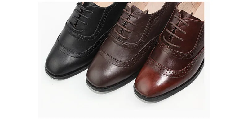 Handmade Big Size 32-42 Women Oxfords Shoes Vintage Genuine Leather Brogues Oxford Shoes For Woman British Carved Ladies Oxfords (4)