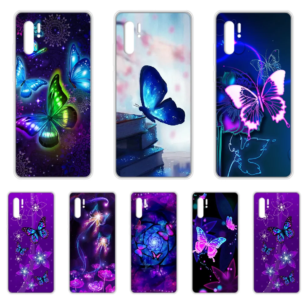 purple beautiful butterfly flower Phone Case cover For SamSung Galaxy note A 5 7 71 8 10 20 30 40 50 70 80 e plus transparent | Мобильные