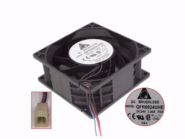 

3-проводной Вентилятор охлаждения сервера Delta Electronics QFR0924UHE F00 DC 24 в 1,20 A 90x90x38 мм