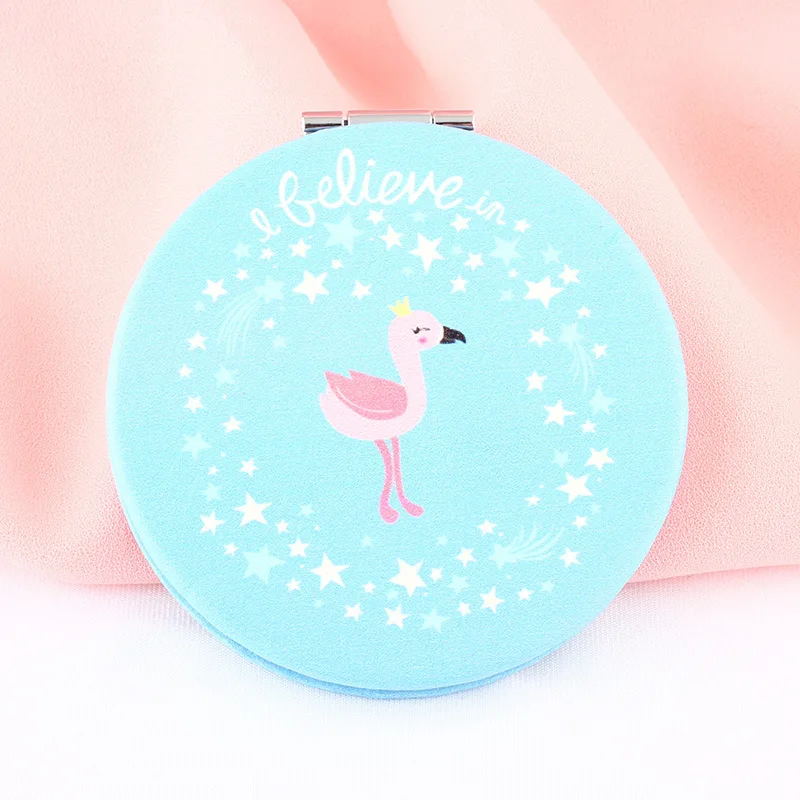 PU Folding Small Mirror Portable Makeup Pocket Mirror Round Mirror - Цвет: 19