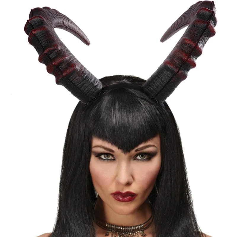 Animal Long Ox Horn headband Halloween Cosplay Devil Demon hair hoop hand Performance Sheep deer Headwear Headdress greek goddess costume