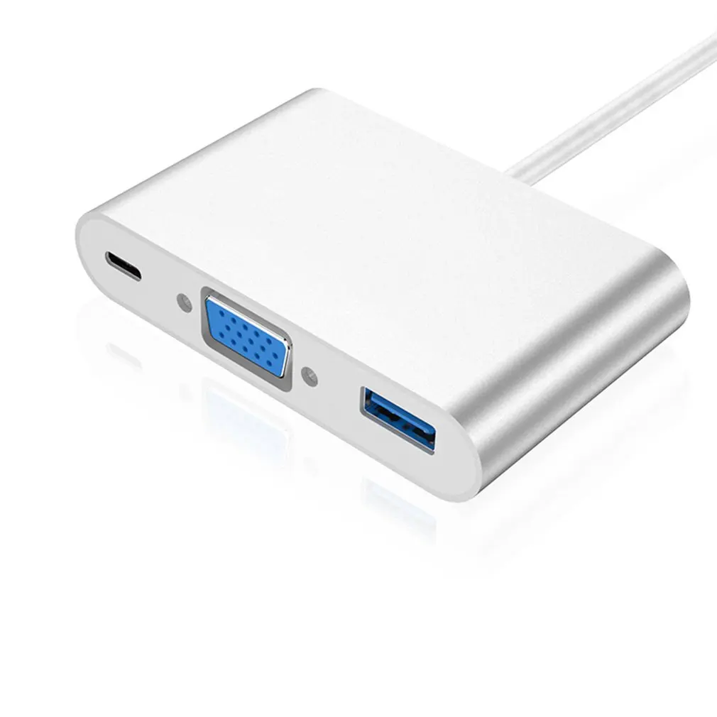 Тип-C адаптер 3-в-1 Thunderbolt 3,0 концентратор USB type C к HDMI VGA 3,5 мм разъем USB адаптер с Тип-C Мощность доставки
