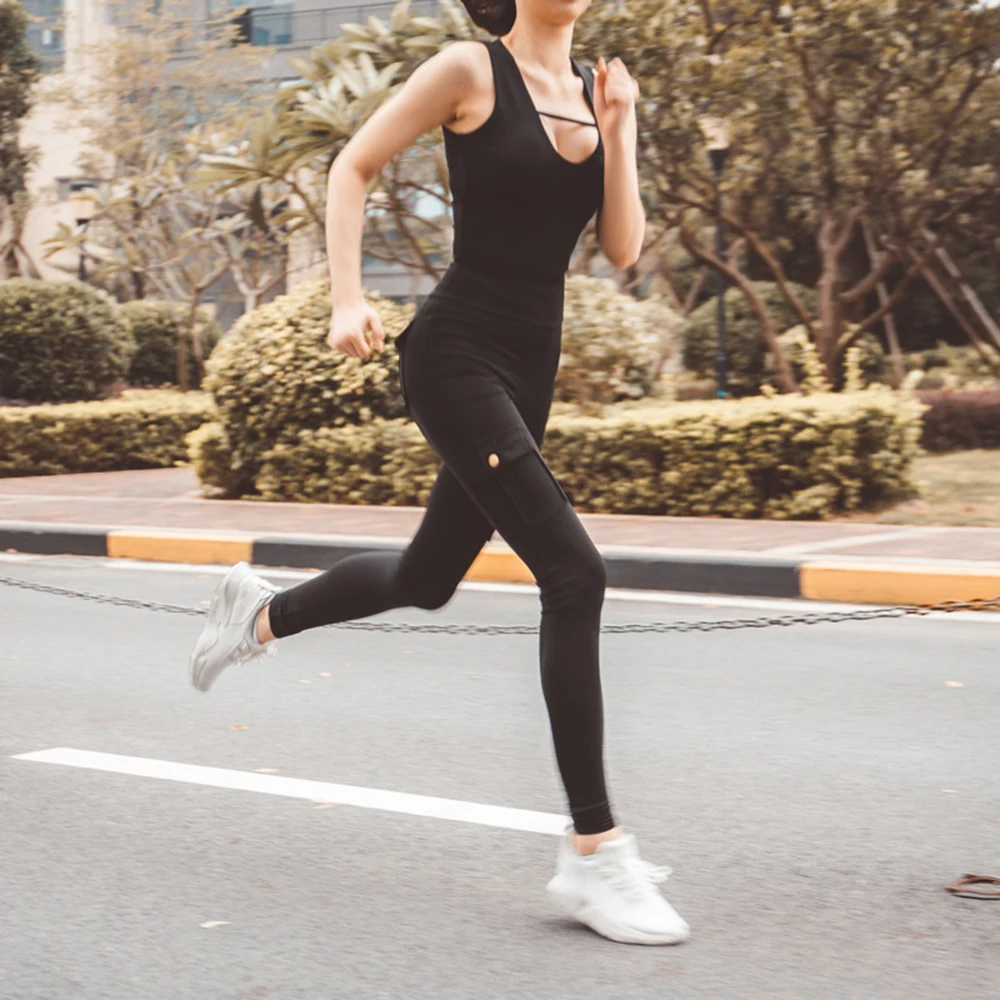 

2020 Autumn Sweatpants Women Sport Pants Workout Leggings High Waist Pocket Stretchy Fitness Leggings Women's Streetwear Joggers