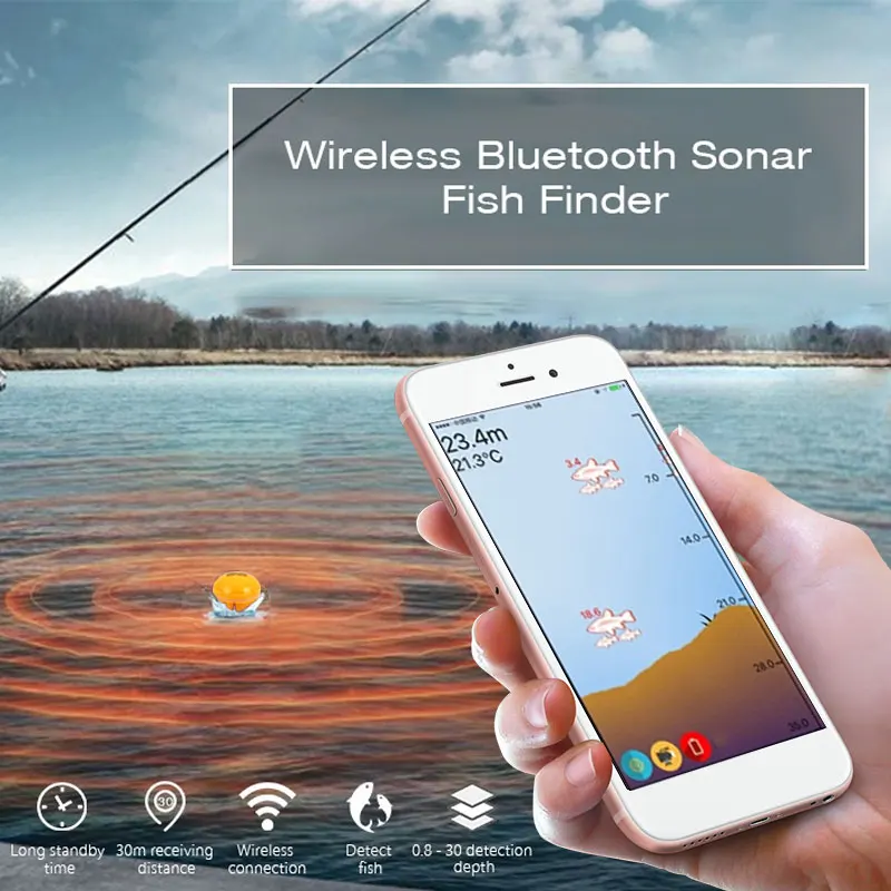 

Fish Detect Bluetooth Smart Fishfinder Android IOS Tablet Camping Wireless Sonar Fishfinder Boat Sea App 3 Color Shore