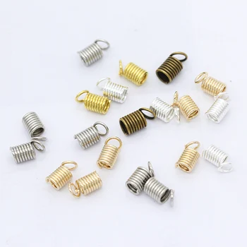 

200p 3.5/4.5/5mm Gold silver Spring Crimp Ends Fastener Coil Cord Crimps End Caps Clasps Extension DIY Necklace Connector Buckle