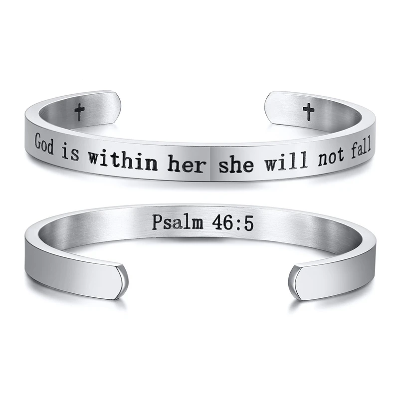 Выгравированные "I Am With You Always Matthew 28:20" вдохновляющие библейские цитаты браслеты-манжеты браслеты для женщин и мужчин подарки - Окраска металла: B-384S-5