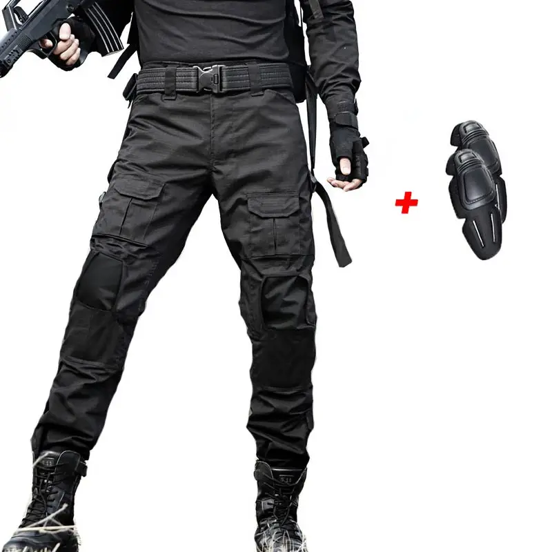 Pants with knee pads Камуфляжная военная одежда тактические штаны армейские военные форменные брюки воздушный Пейнтбольный бой Брюки карго с наколенниками - Цвет: Pants with knee pads