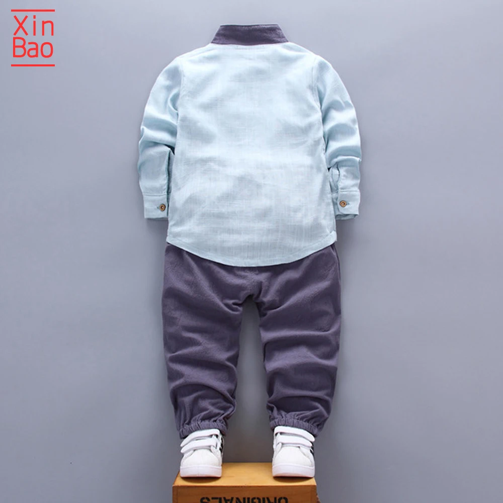 XINBAO/рубашки+ штаны; комплект одежды для детей из 2 предметов; комплекты для мальчиков и девочек; льняная одежда для малышей; сезон осень-зима; Изысканная детская одежда для малышей