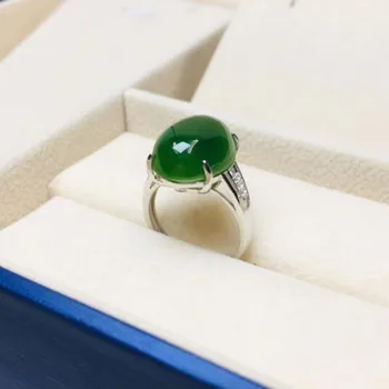 

Natural Green Hetian Jade 925 Silver Ring Chinese Jadeite Amulet Fashion Charm Jewelry Gifts For Women Men