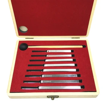

8pcs 256-512HZ Therapy Mallet Physics Vibration Professional Sound Tuning Fork Set Hearing Testing Wooden Box Diagnostic Steel
