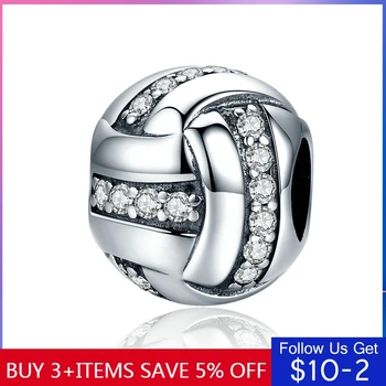 

CodeMonkey High Quality Genuine 925 Sterling Silver Glittering Ribbon Ball Shape Beads fit Charm Bracelets for Women Jewelry 302