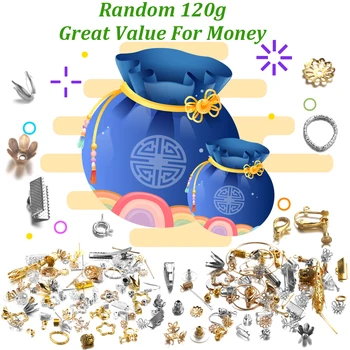 

120g Lucky Bag Random Jewelry Accessories Four Colors Earring Pendant Lobster Clasps End Caps For DIY Jewelry Making Supplies