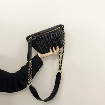 

Small bag woman 2020 summer new pleated waist bag fashion fashion fashion bag with a cross-body bag