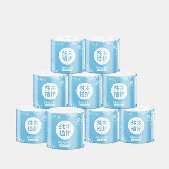 

20 Rolls Disposable Bathroom Cored Toilet Tissue Raw Wood 4 Ply Thicken Sanitary Paper Pulp Paper Household Travel Portable