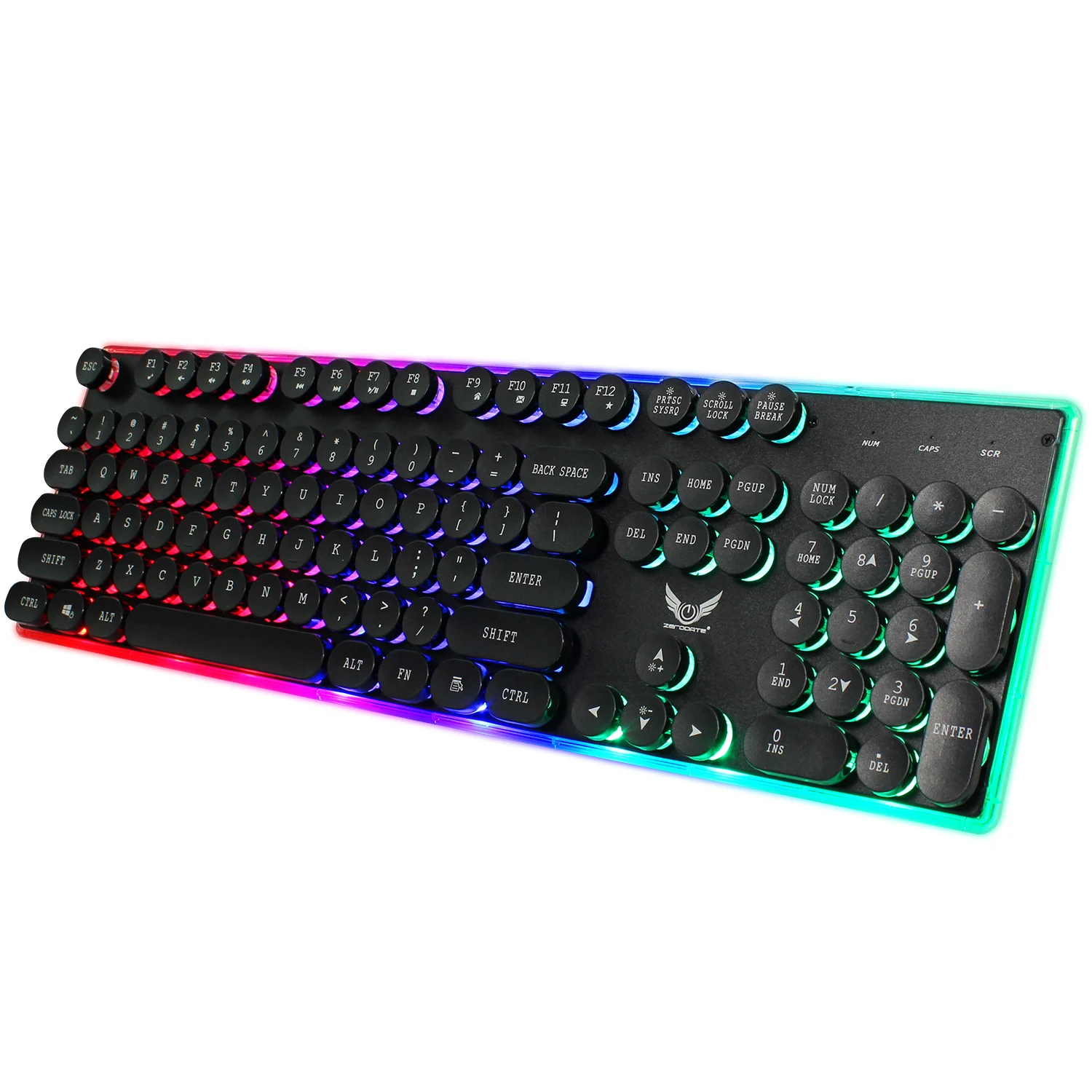 New Gaming Keyboard 3 Color Backlit English Keyboard Punk Keycap Retro Style RGB Office Desktop Keyboard 104keys