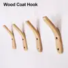 1pc Natural Wood Clothes Hanger Wall Mounted Coat Hook Decorative Key Holder Hat Scarf Handbag Storage Hanger Bathroom Rack 5