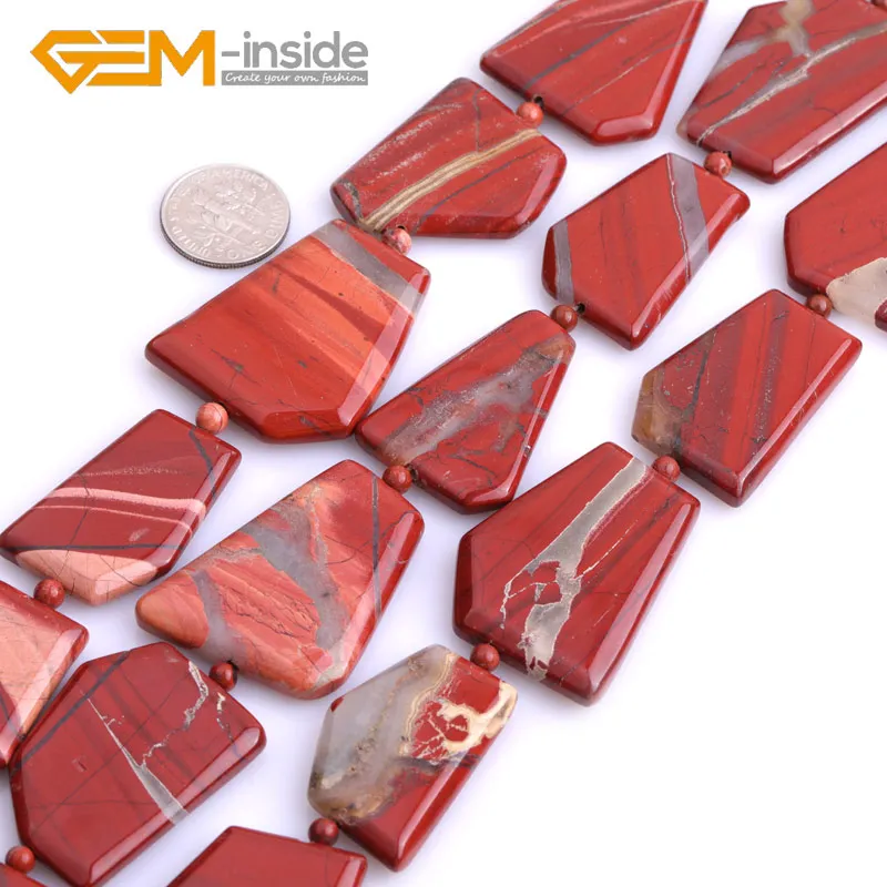 Gem-inside 25x30mm Freefrom Red Jaspe r Beads Natural Stone Loose Bead For Jewelry Making Strand 15 inches DIY ! | Украшения и