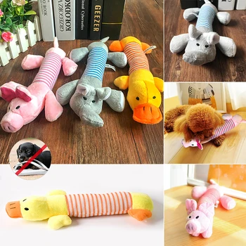 

Cute Pet squirrel Dog Cat Plush Squeak Sound Dog Toys Funny Fleece Durability Chew Molar Toy Pets Elephant Pig
