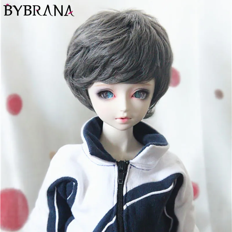 

Bybrana Bjd wig doll unisex short curly hair for 1/3 1/4 1/6size doll smoke gray brown milk gold black