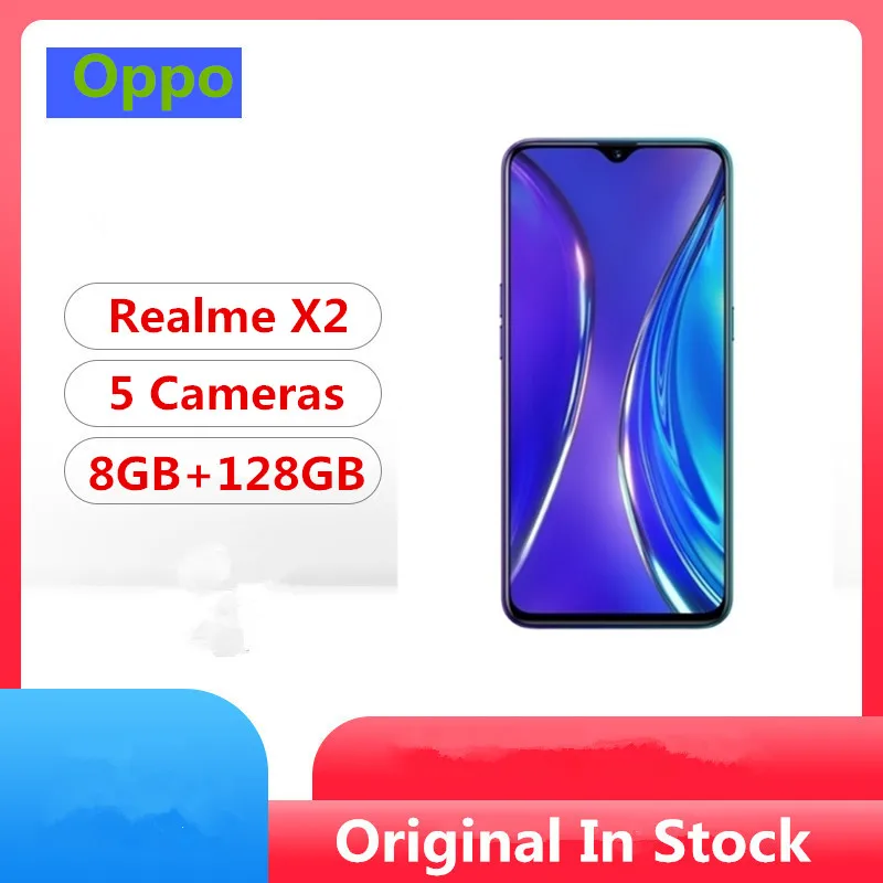 Новая модель Oppo Realme X2 Смартфон Snapdragon 730G Android 9,0 6," 2340X1080 64.0MP+ 32.0MP экран Fingrprint NFC 8 Гб 128 ГБ