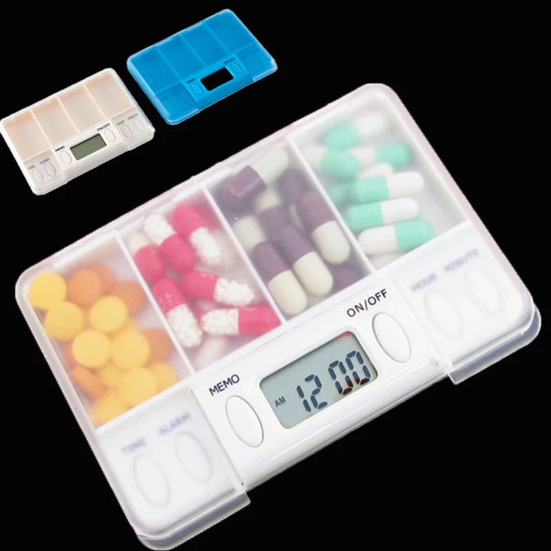 4 Grid pill box medicine Storage Box Electronic Timing Reminder Medicine Boxes Alarm Timer Pills Organizer Pill Drug Container|Pill Cases & Splitters| - AliExpress