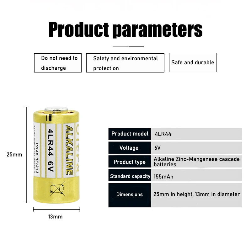 Alkaline Battery 10pcs 4LR44 6V Dry Alkaline Batteries for Dog Training Shock Collars A544V 4034PX PX28A L1325 4AG13 544 4A76 Camera Battery