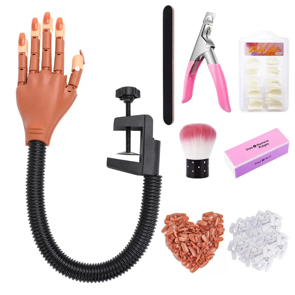 

Nail Training Practice Hand Set Nail Display DIY Manicure Tool with Nail Tips Nail Art Tools Silicone Practice False Fake Finger