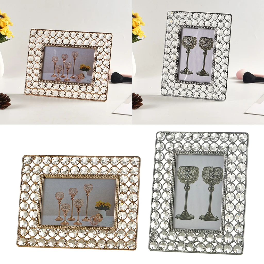 Crystal Beaded Photo Frame Bridal Favor Metal Frames Photo Display Decor