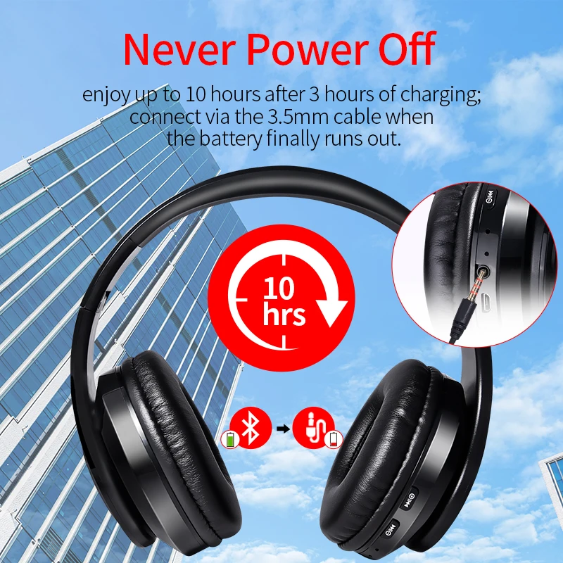 Oppselve 3D Stereo Bluetooth Headphone For iPhone 11 Pro Max X XS Samsung S10 Wireless Headset with HD Mic For Computer PC Gamer