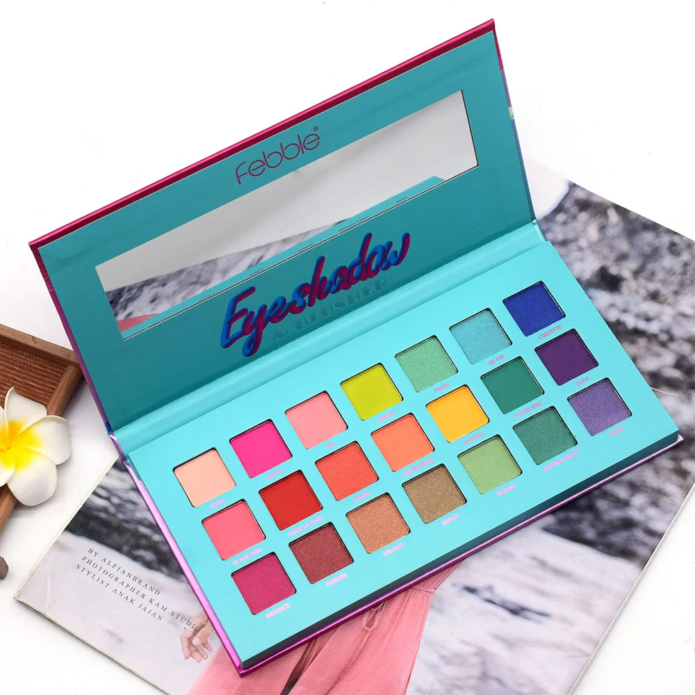 Febble Brand 21 colors eye shadow palette Colorful matte and shimmer powder 9 colors can use as blusher waterproof eye makeup Febble Brand 21 colors eye shadow palette Colorful matte and shimmer powder 9 colors can use as blusher waterproof eye makeup