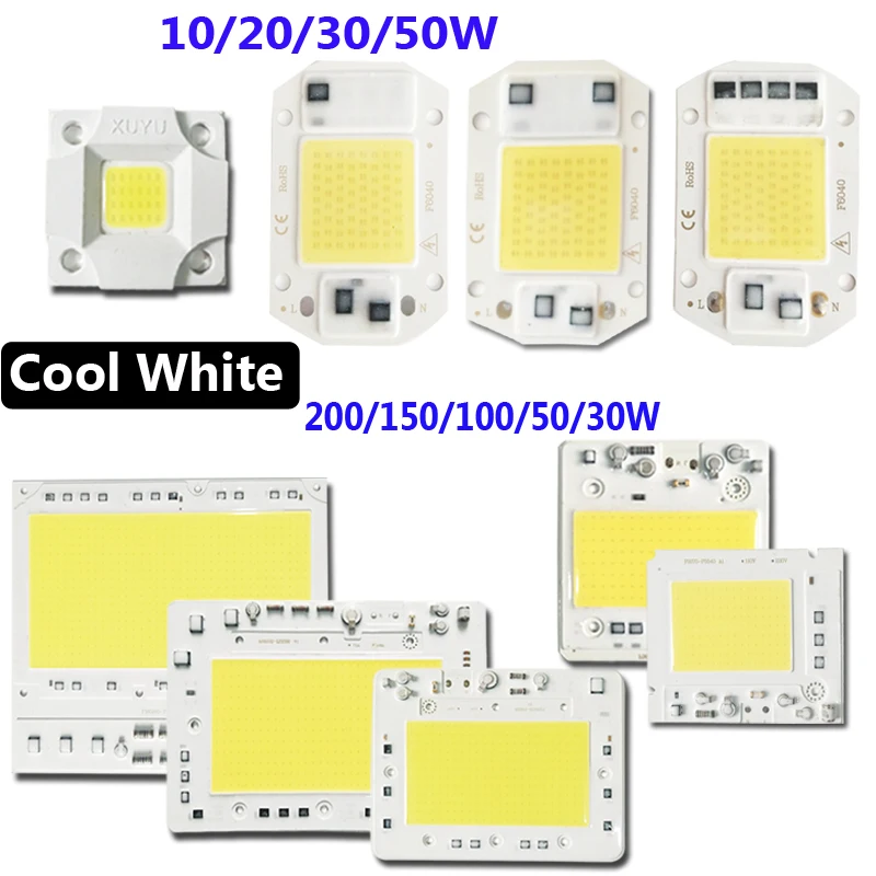 10-200W LED Chip Integrated 220V Cool White Input Light Source COB Smart IC